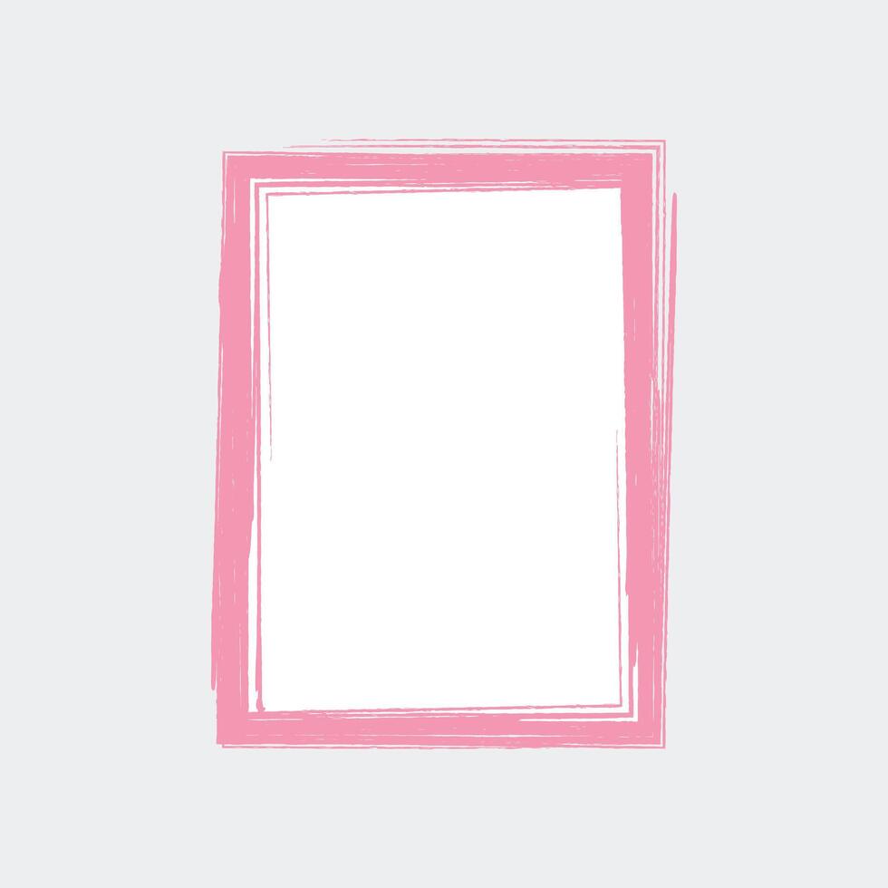 a simple, artistic representation of a picture frame. The frame is outlined in a soft pink color with a slightly textured, brushstroke effect, giving it a hand-drawn appearance. vector