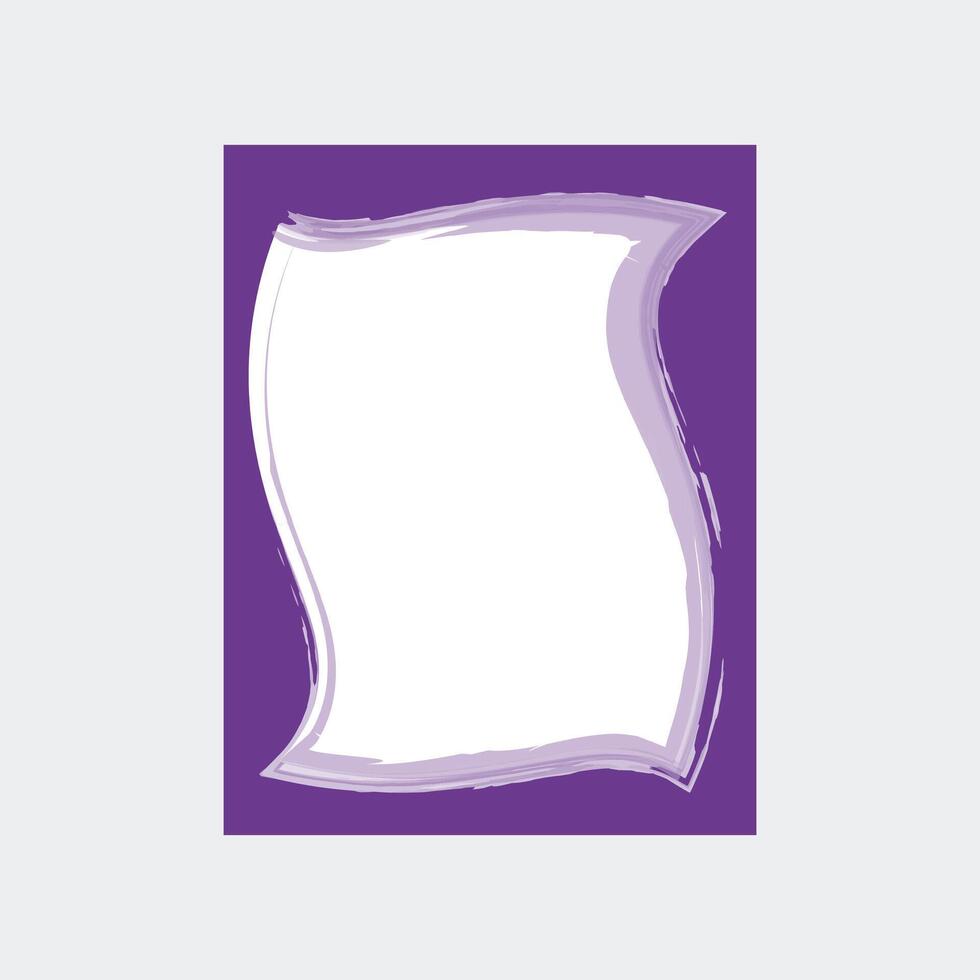 a decorative frame with a purple background. The frame itself is white with a wavy, irregular shape, giving it a playful and artistic appearance. vector