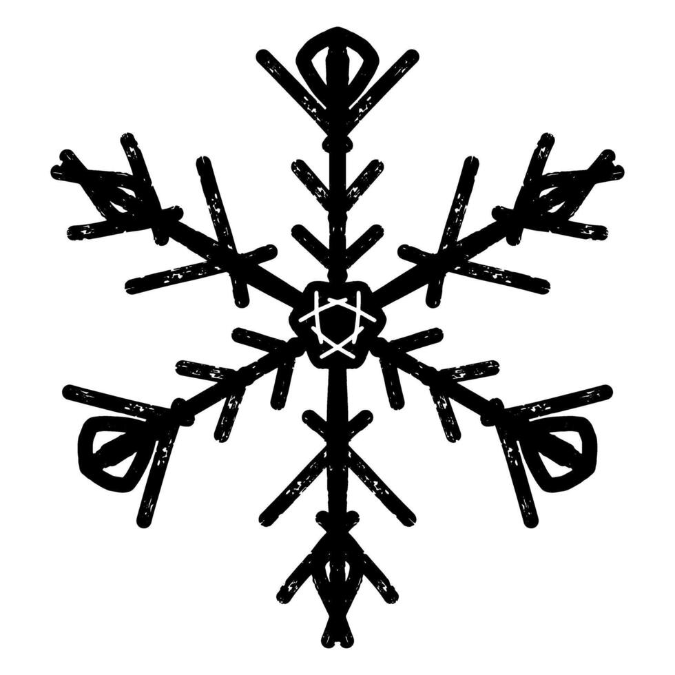 a black and white snowflake with many branches vector