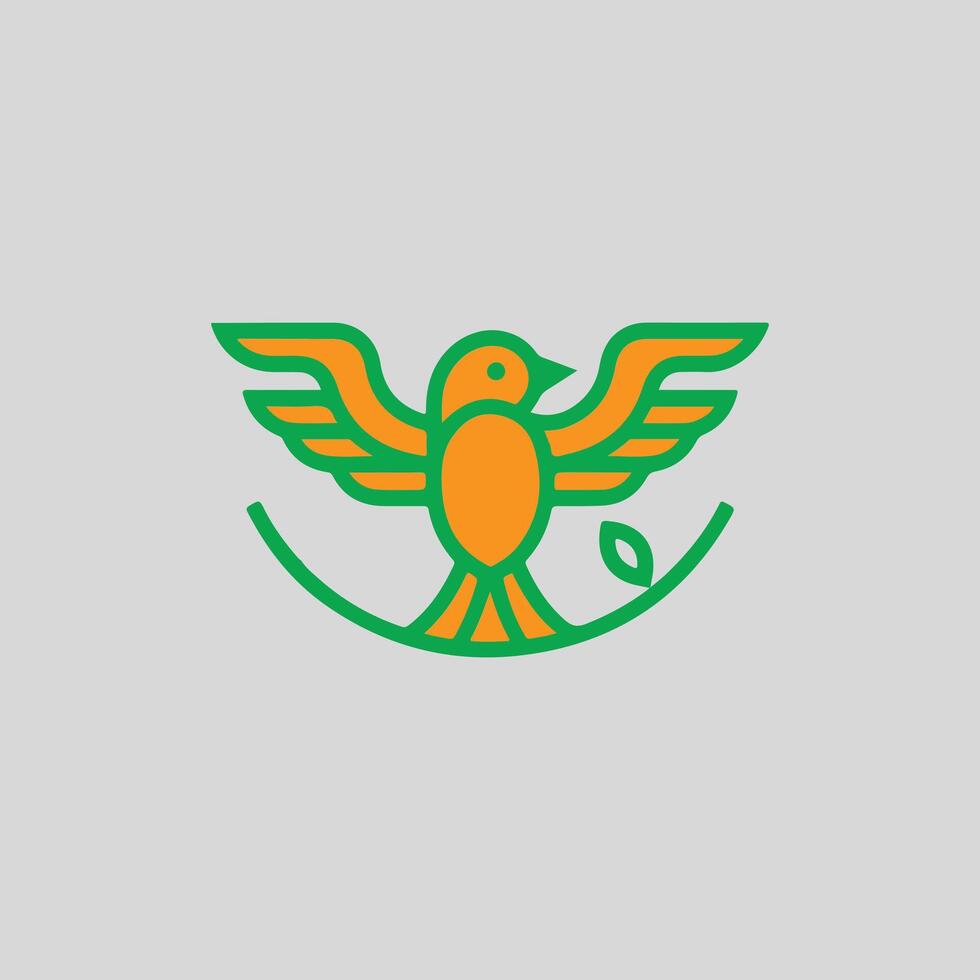 orange color small bird icon design vector