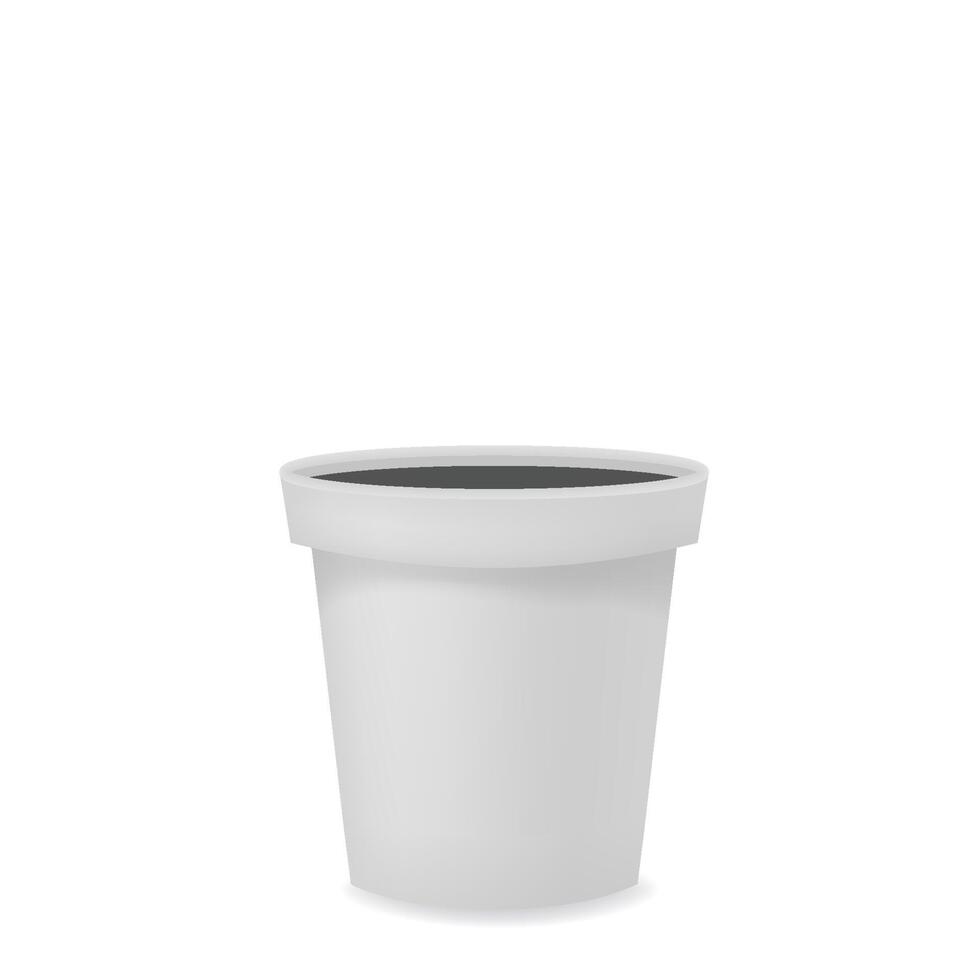 A white plastic flower pot on a white background vector