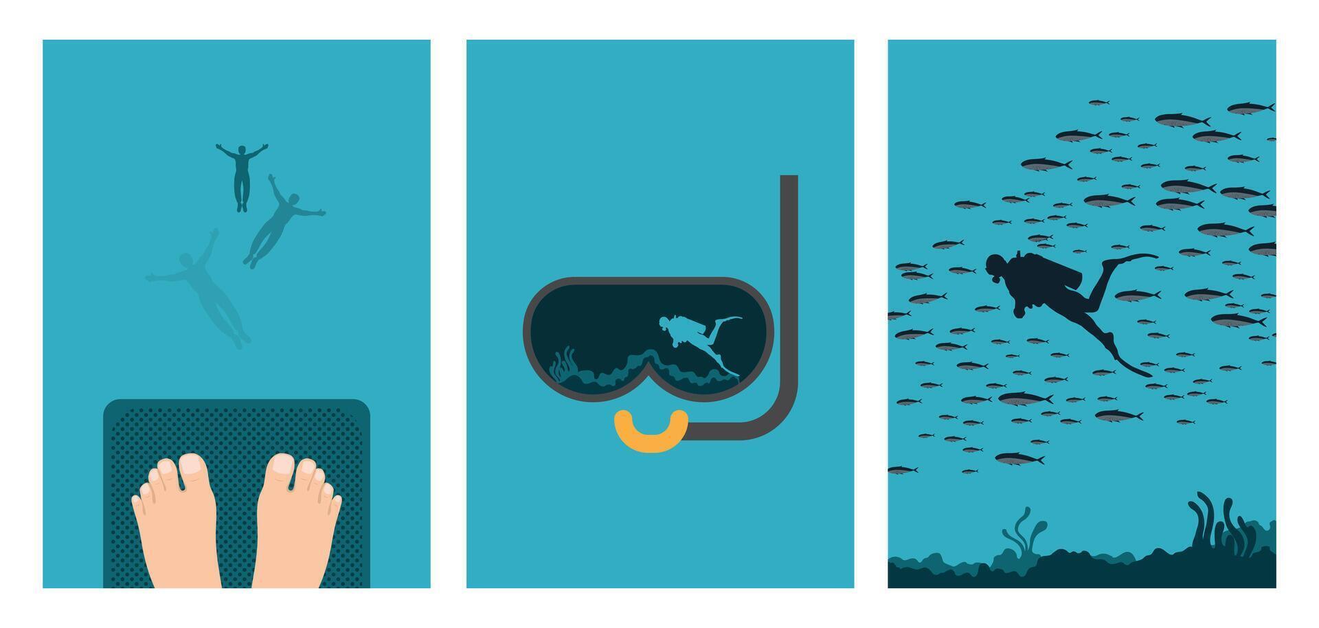 Scuba diving underwater, scuba diving underwater, scuba diving underwater, scuba diving underwater vector