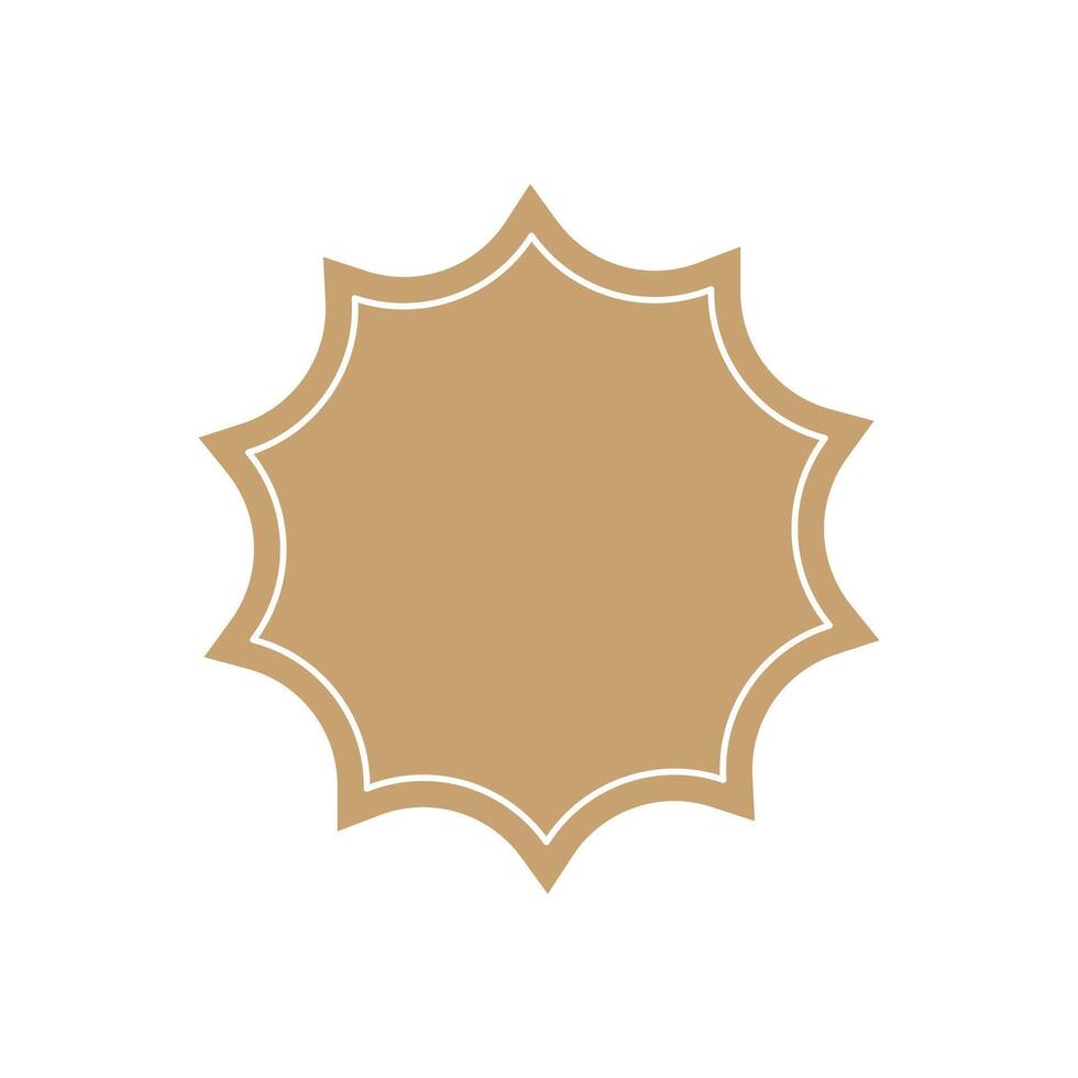 Badge beige promotional shape starburst icon illustration tag. Awards Achieve sign and symbol vector