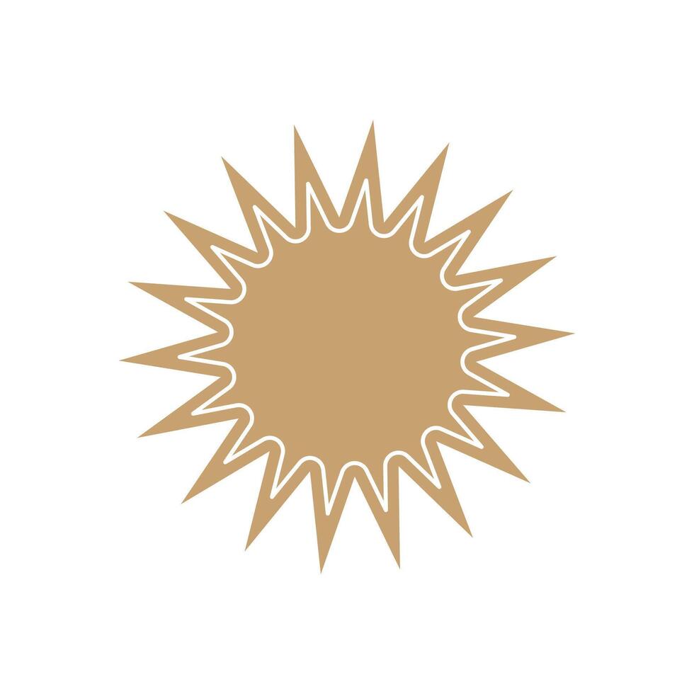 beige shape starburst icon, sunburst badge sale. Design element Empty tag stamp price vector
