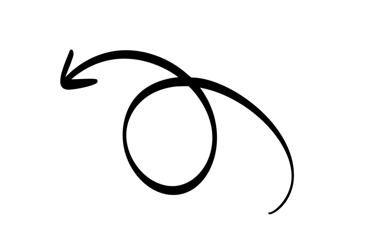 Spiral Curved Arrow Illustration. hand drawn on white background vector