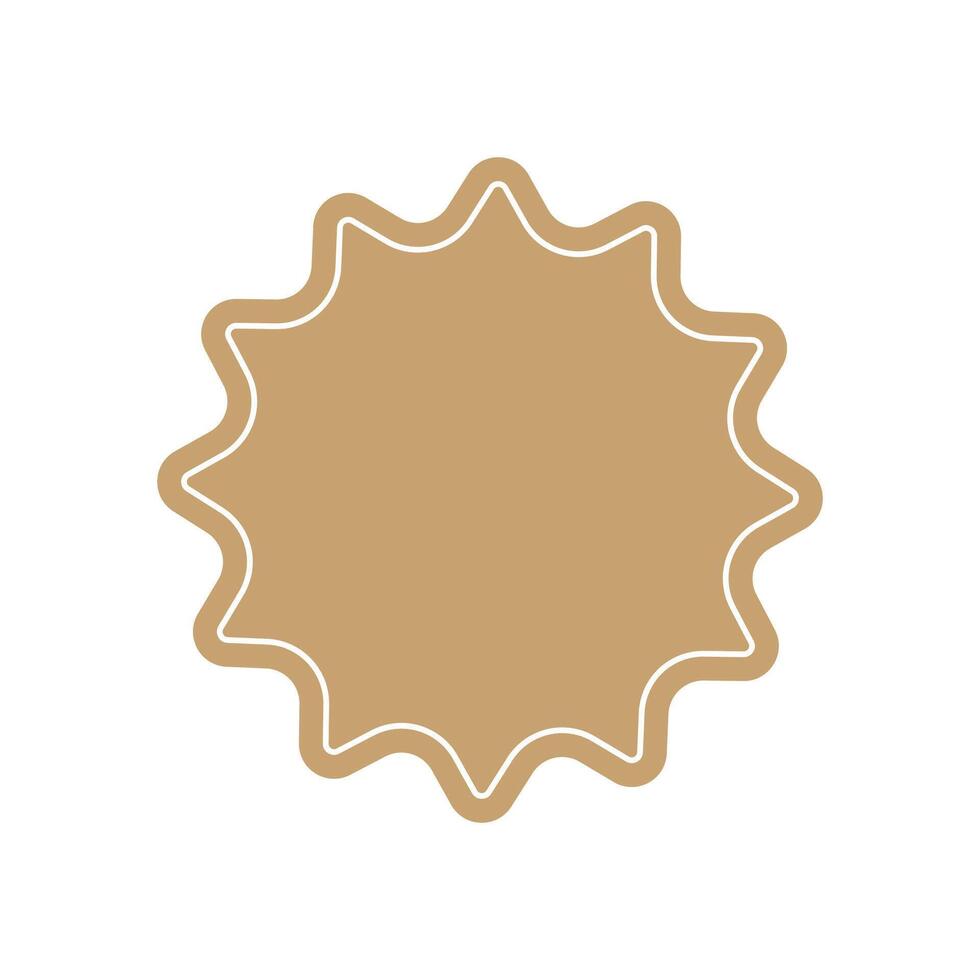 Badge beige promotional shape starburst icon illustration tag. Awards Achieve sign and symbol vector