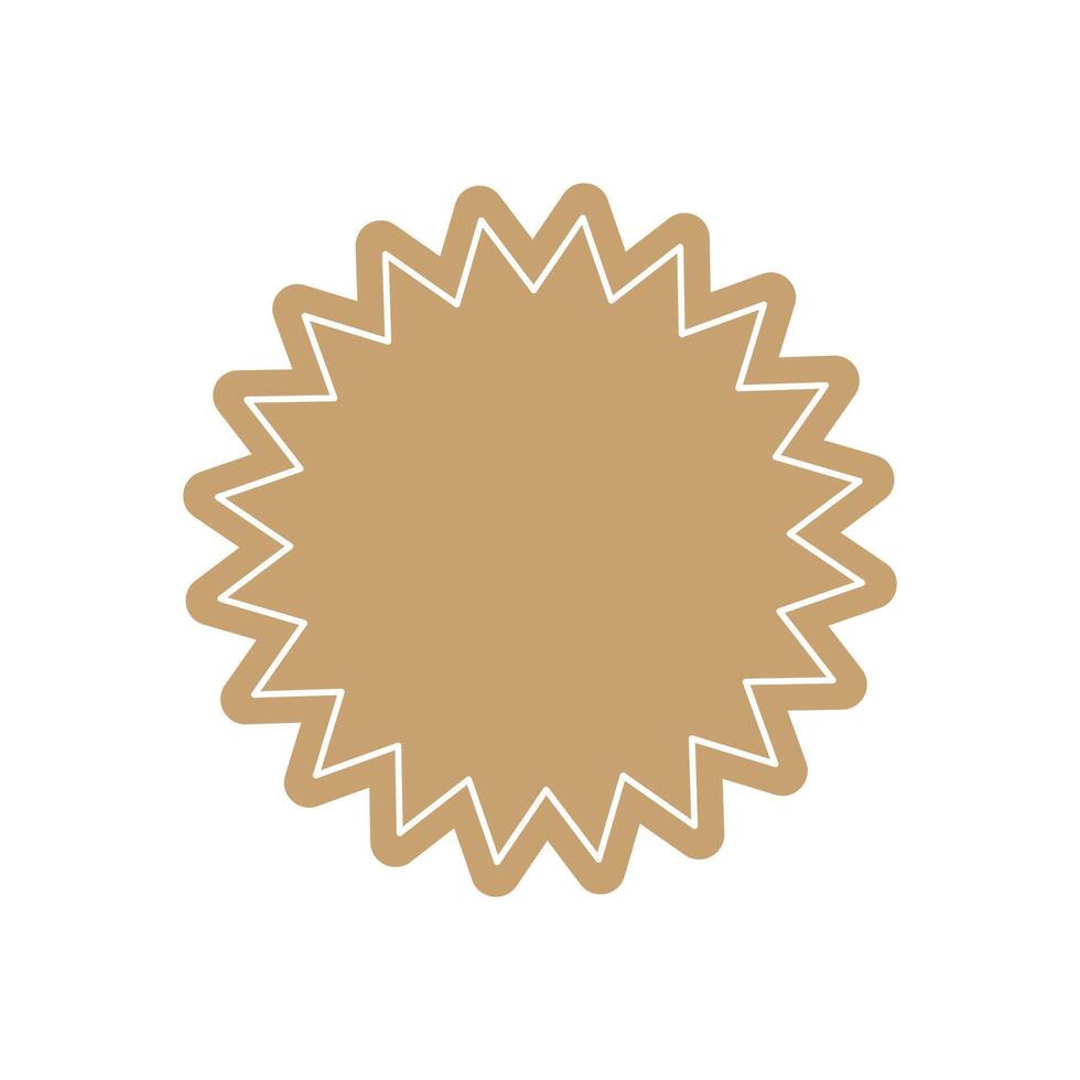 beige shape starburst icon, sunburst badge sale. Design element Empty tag stamp price vector