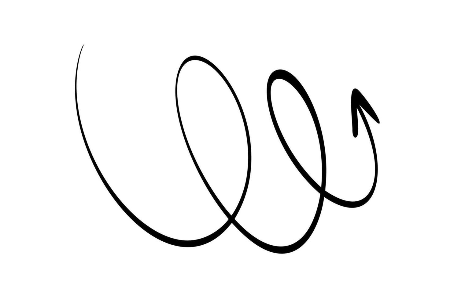 Spiral Curved Arrow Illustration. hand drawn on white background vector