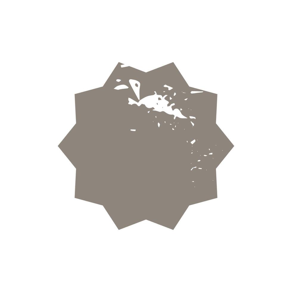 Grunge starburst, shabby sunburst price tag, shape label. Empty, beige price flash for promotion, marketing, sales concept vector