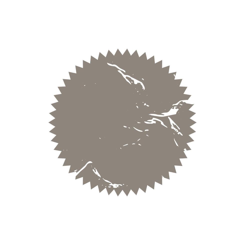 Sunburst icon grunge badge tag. Starburst gray shabby promo banner design element Empty sale label vector