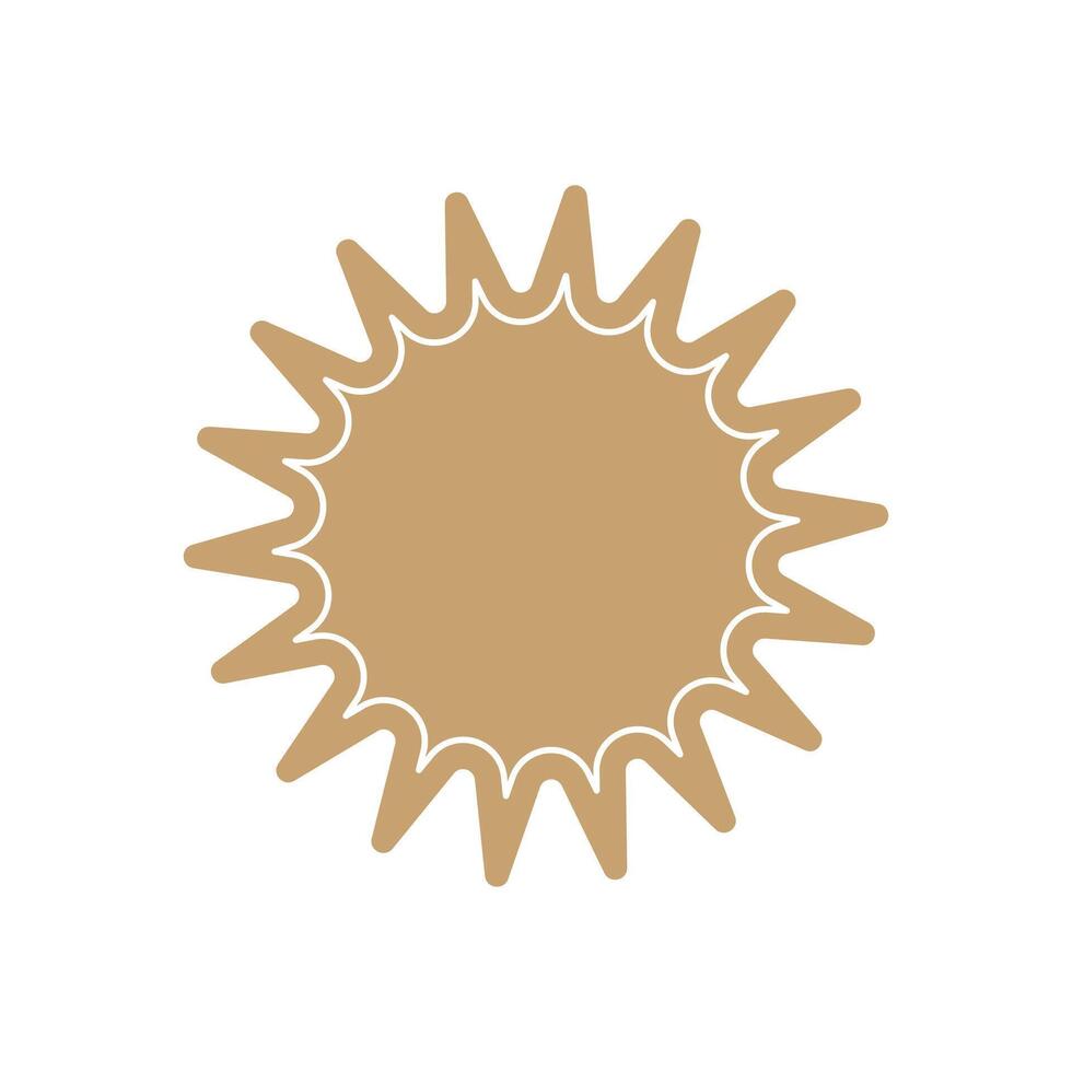 Sunburst icon badge tag. Starburst beige promo banner design element Empty sale label vector