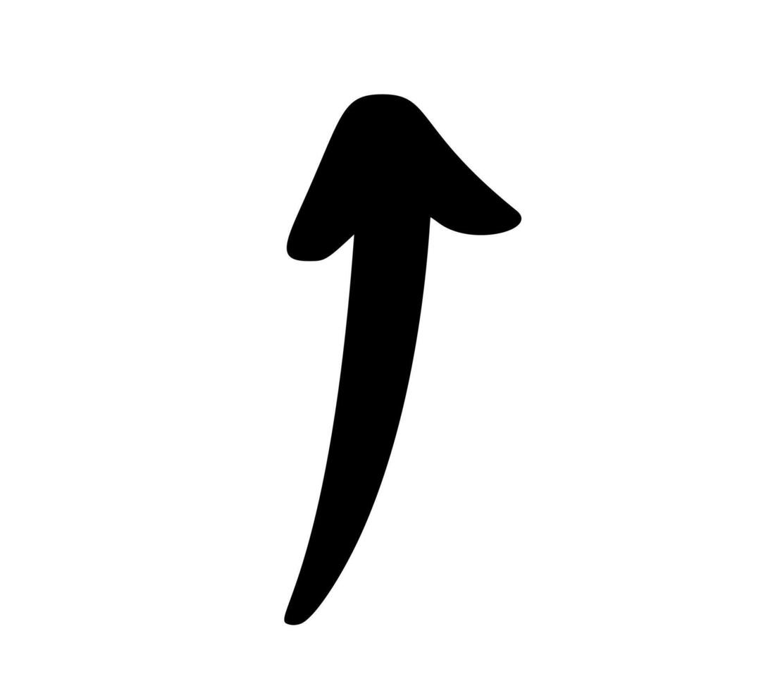 Hand drawn black arrow is pointing up after following a curved path, giving a sense of returning to the starting point vector