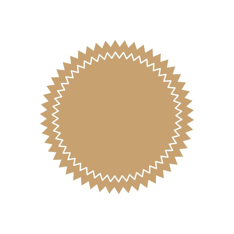 Sunburst icon badge tag. Starburst beige promo banner design element Empty sale label vector
