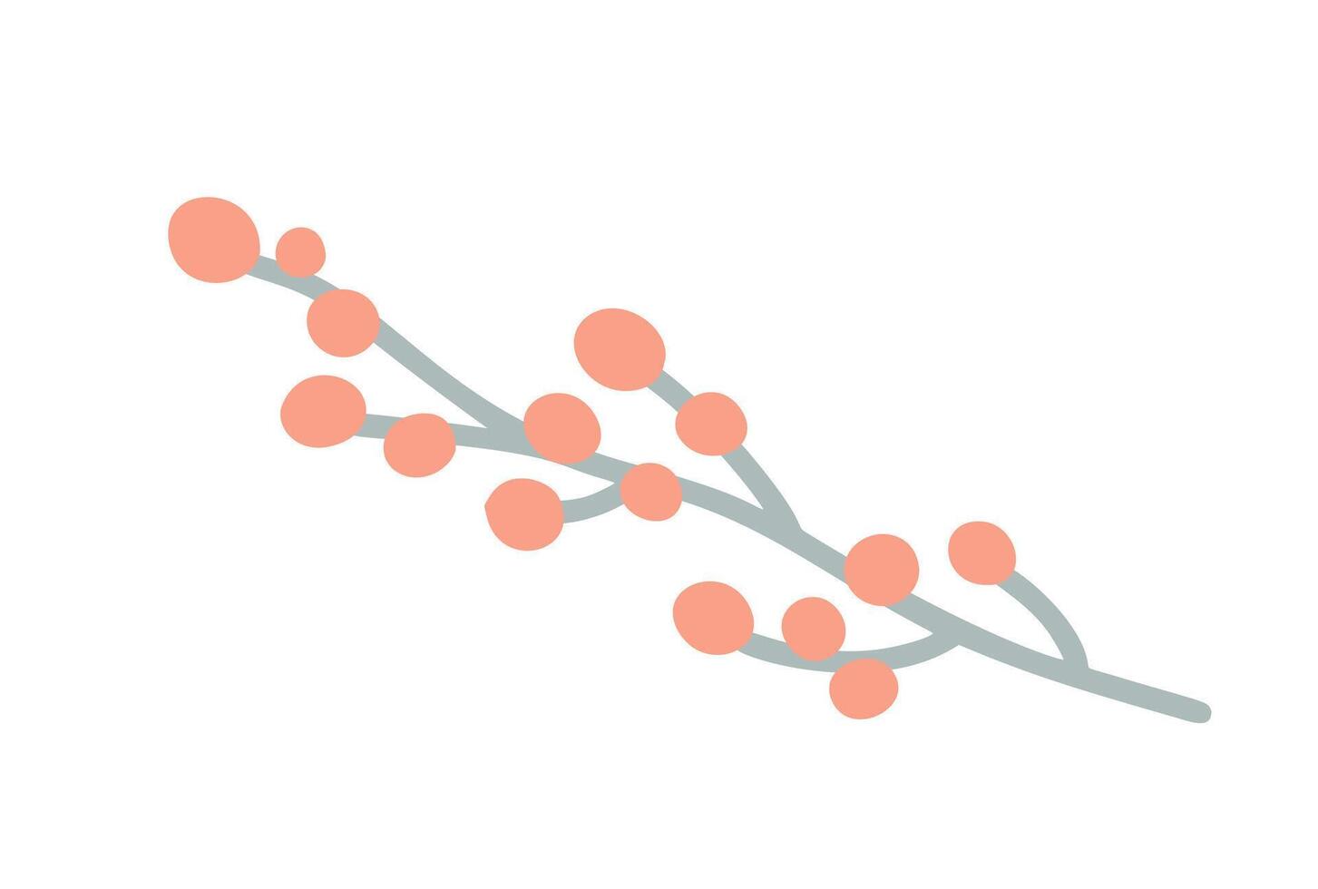 Berries winter illustration. Hand drawn cute autumn red fruit branch. Isolated cartoon graphic icon vector