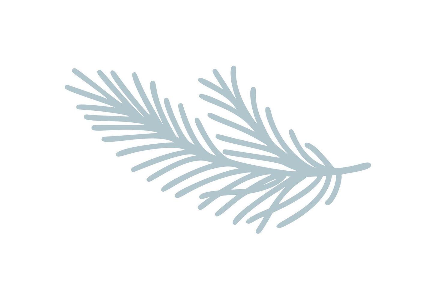 Christmas doodle silhouette pine tree branch plant. Hand drawn xmas decorations illustration isolated on white background. Design element for holiday greeting card gift tag vector