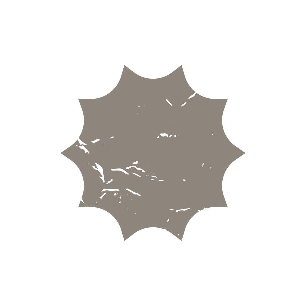 gray grunge shape starburst icon, sunburst shabby badge sale. Design element Empty tag stamp price vector