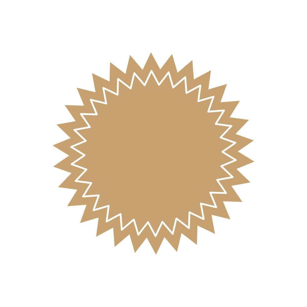 Badge beige promotional shape starburst icon illustration tag. Awards Achieve sign and symbol vector
