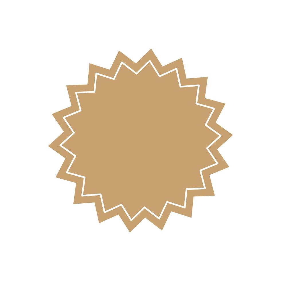 Badge beige promotional shape starburst icon illustration tag. Awards Achieve sign and symbol vector