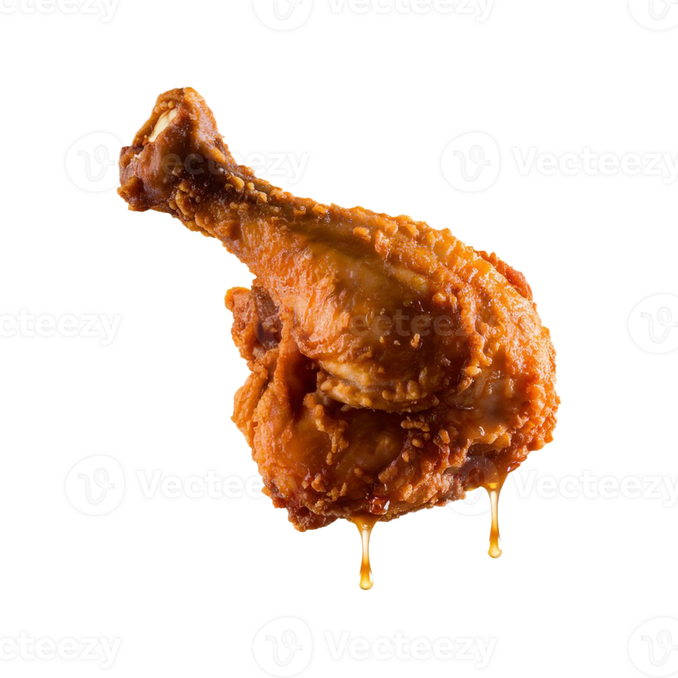 A Fried chicken leg drumstick isolated on transparent background png