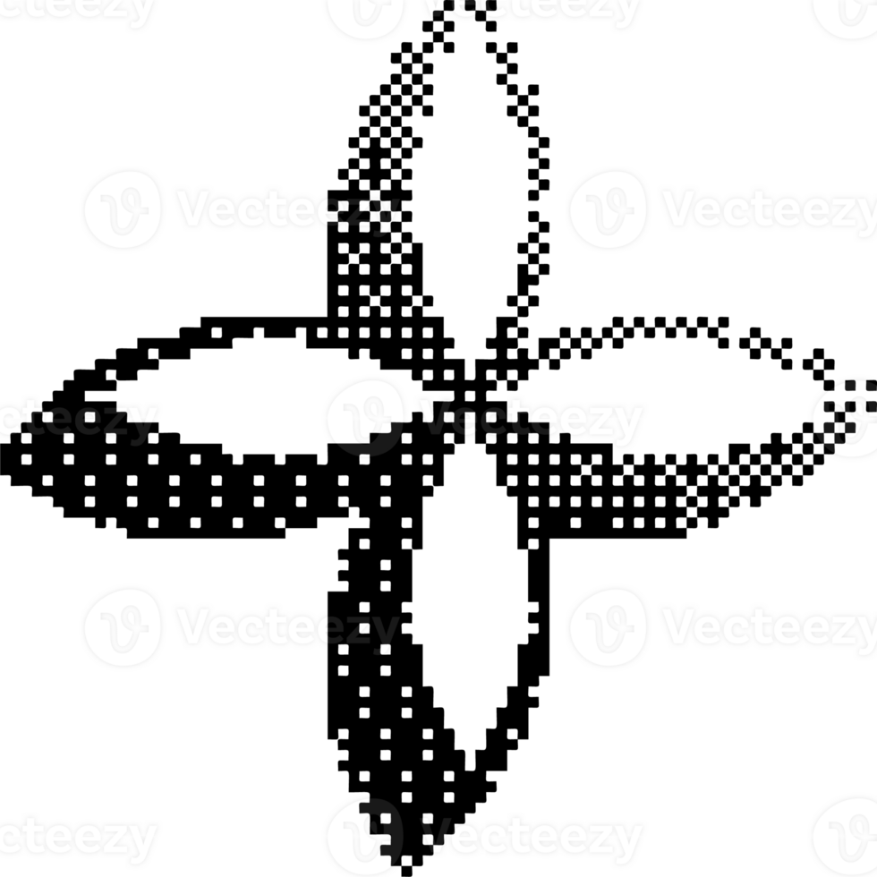 Bitmap pattern star shape. Halftone gradient element. Y2k graphic abstract icon. Dither noisy grunge texture. png