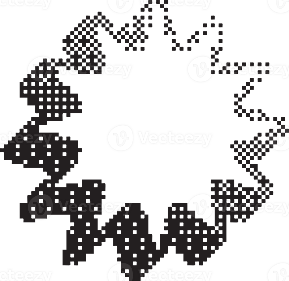 Bitmap pattern star shape. Flower halftone gradient element. Y2k graphic abstract icon. Dither noisy grunge texture. png