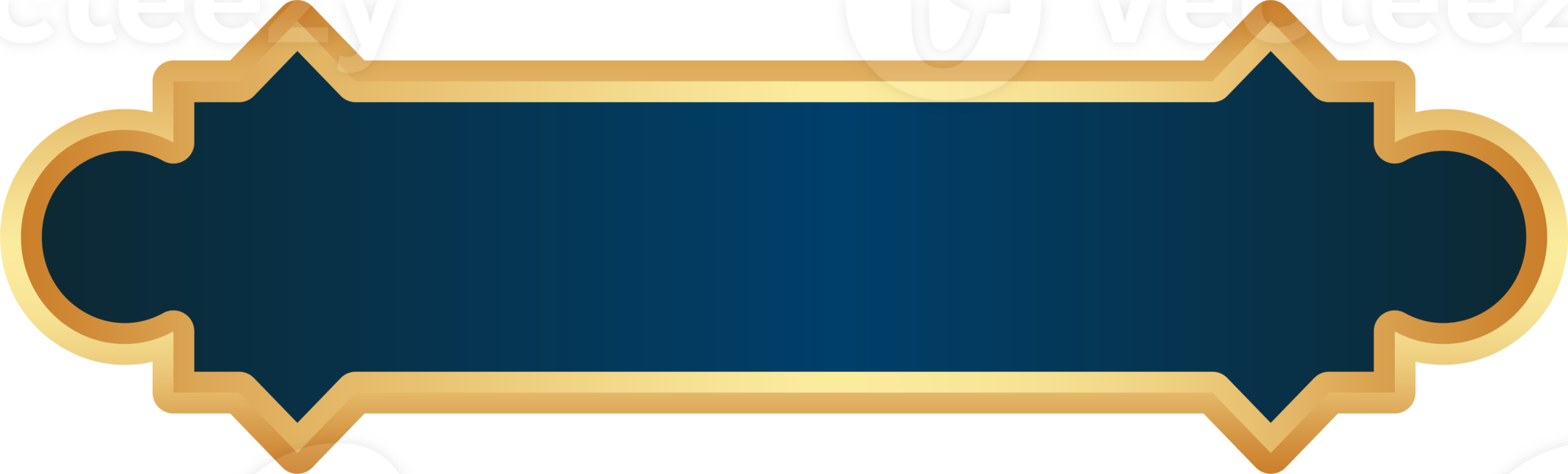Islamic Ramadan golden frame. Arabic design with Turkish ornament and blue background. Arabesque ribbon sticker for tag banner and sale flyer. png