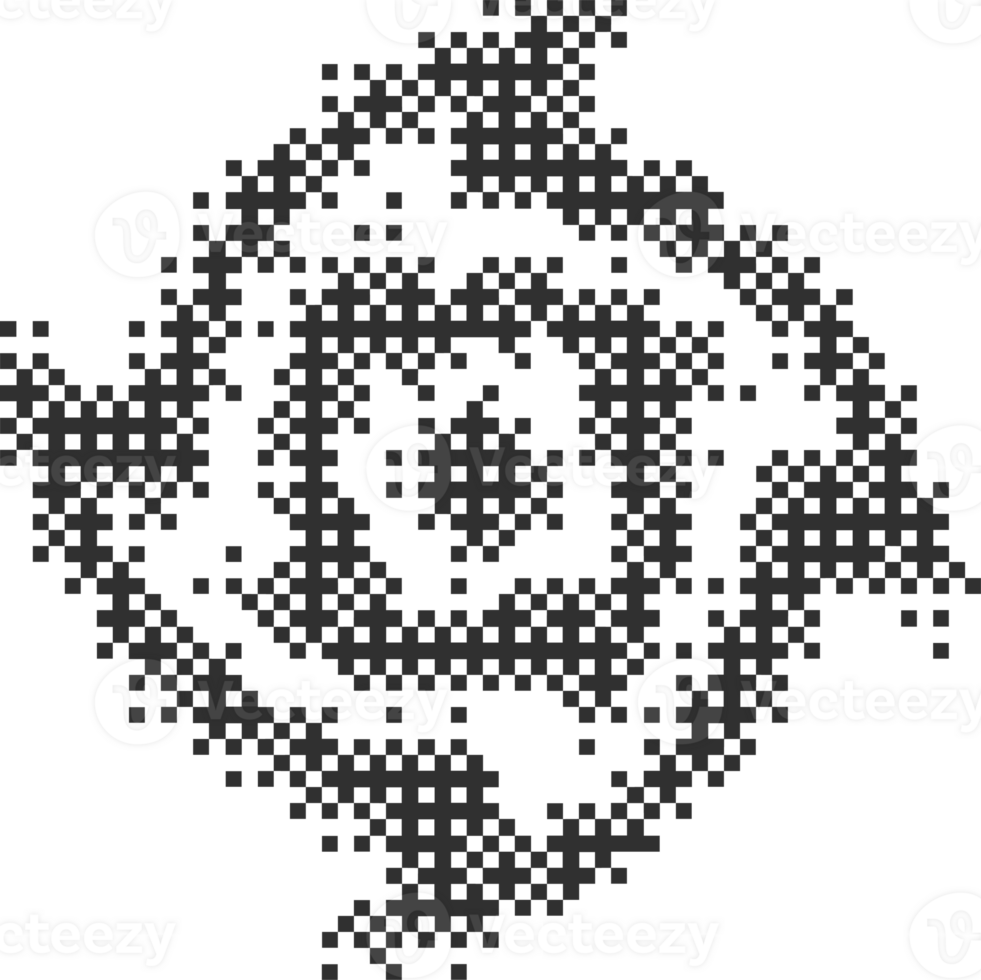 Pixel pattern shape. Textured star with bitmap Y2k dither gradient. Retro cosmic element with old computer game graphic effect. Halftone grunge illustration png