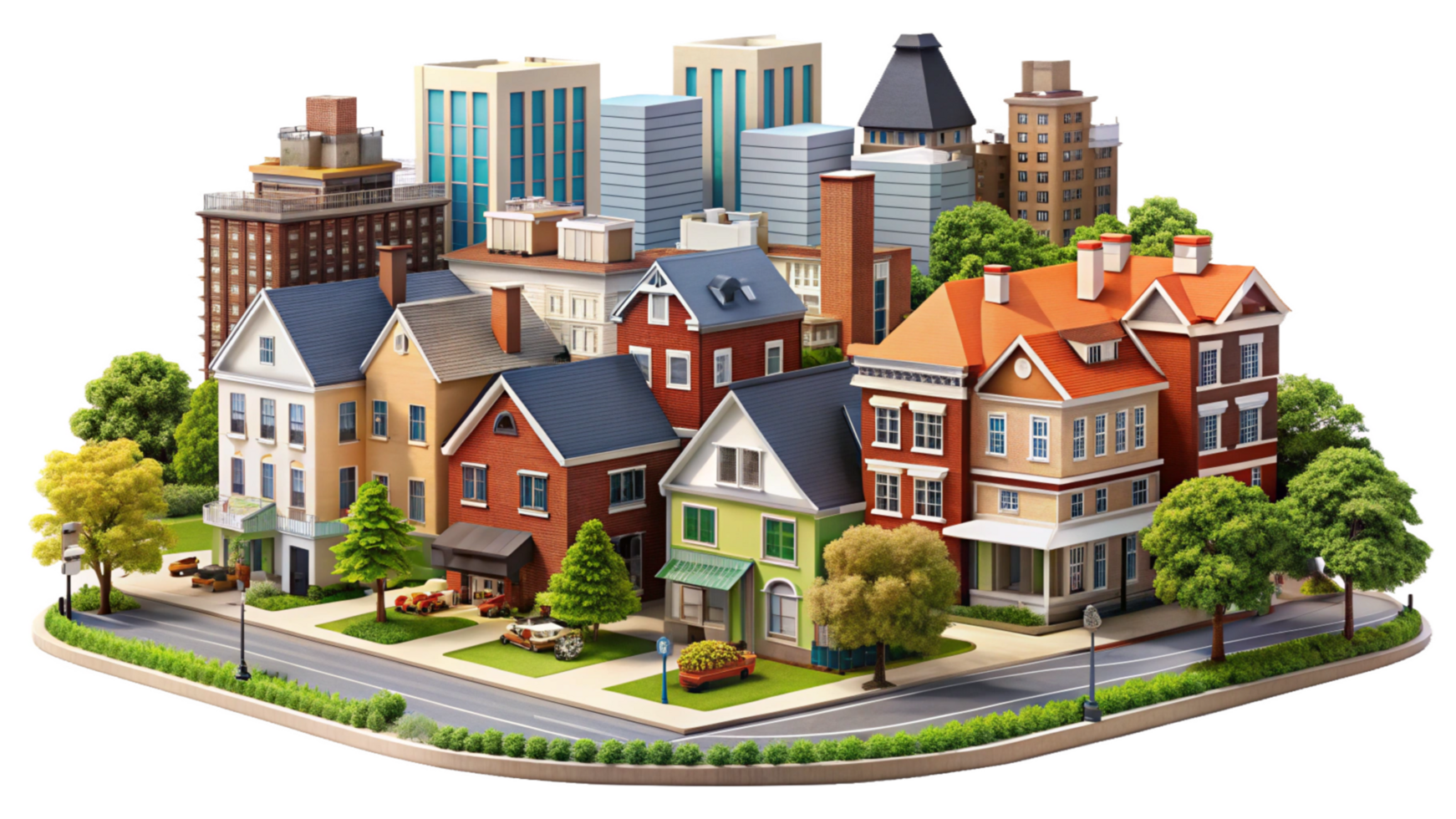 Building city isolated on transparent background png