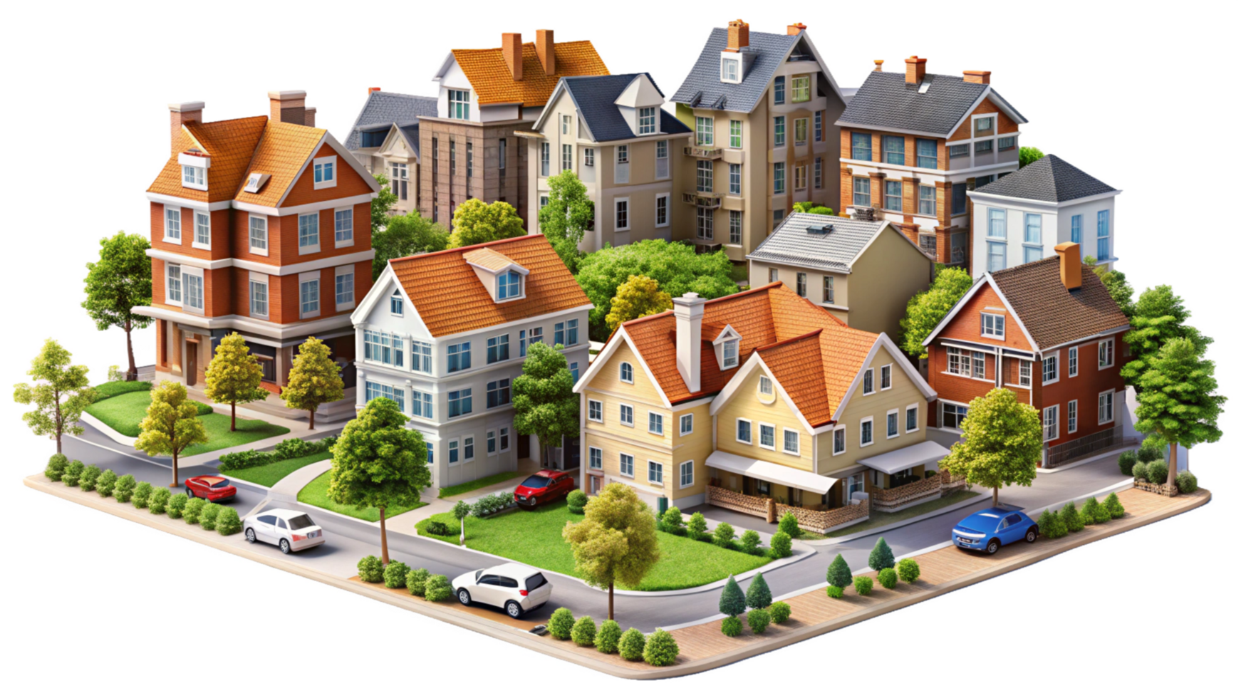 Building city neighbourhood isolated on transparent background png