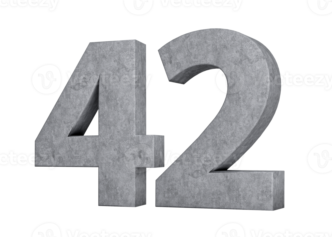 3d Concrete Number Forty two 42 Digit Made Of Grey Concrete Stone 3d Illustration png