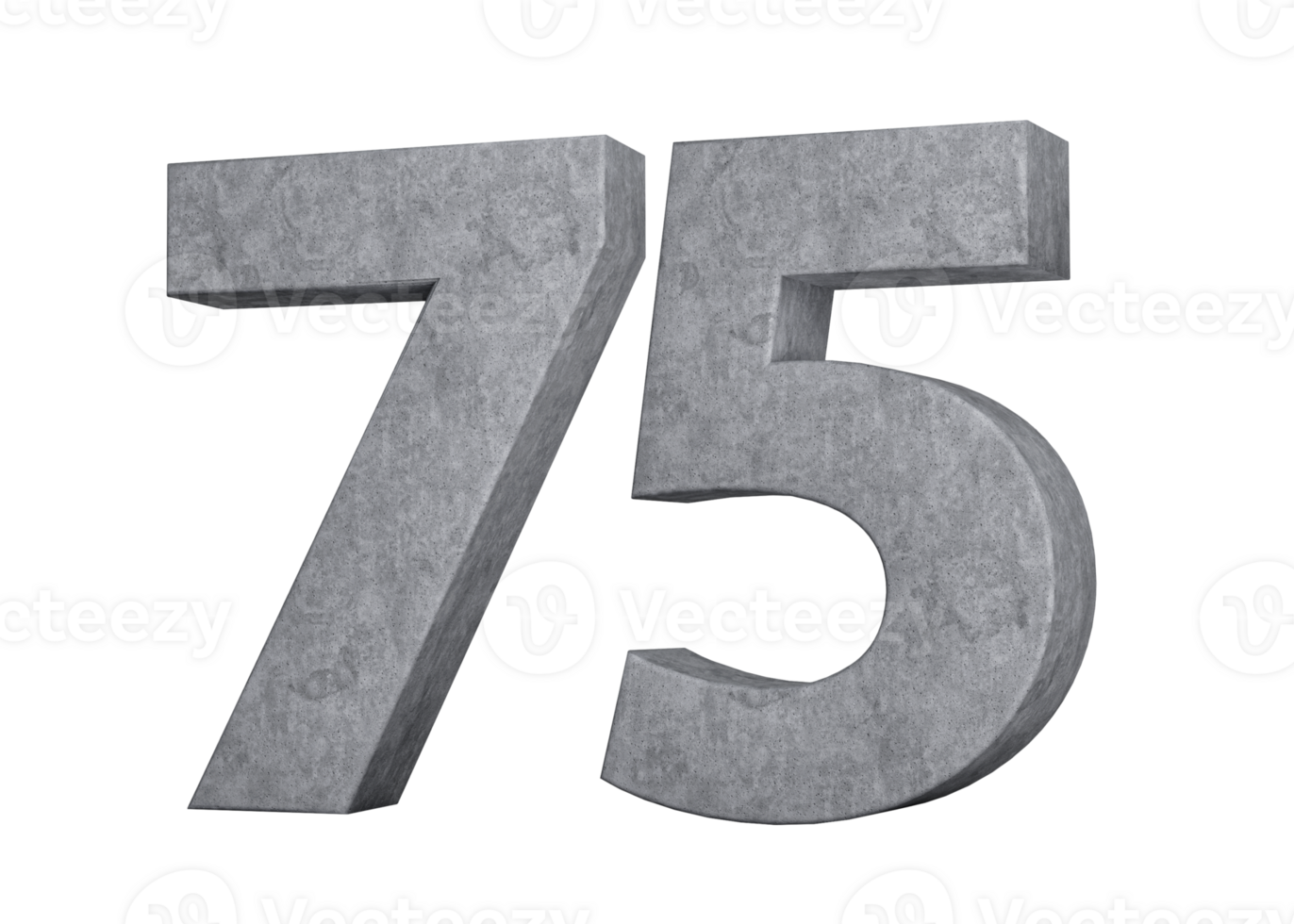 3d Concrete Number Seventy five 75 Digit Made Of Grey Concrete Stone 3d Illustration png