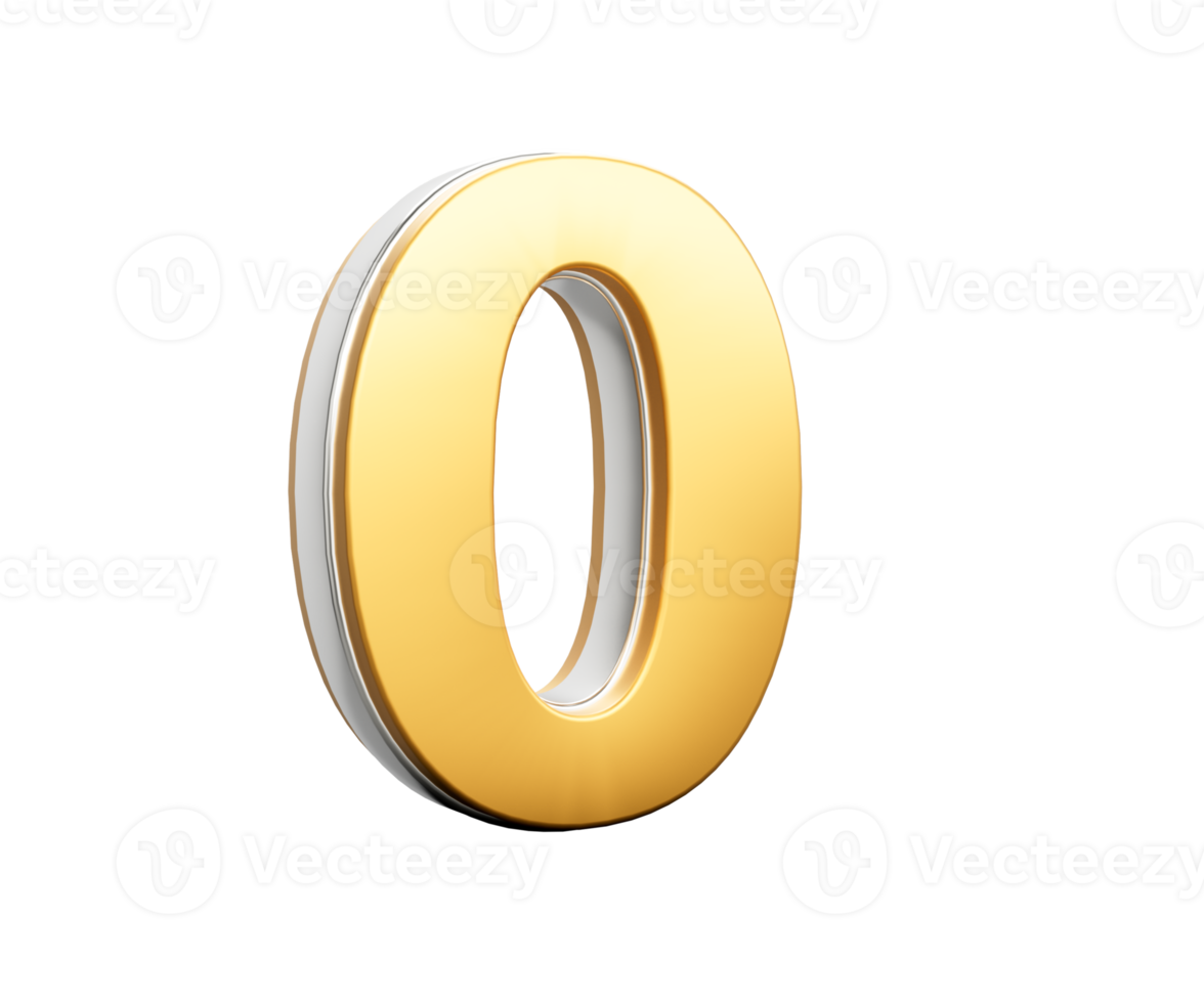 3d Golden Shiny 0 Zero Digit 3d Zero Number 3d Illustration png
