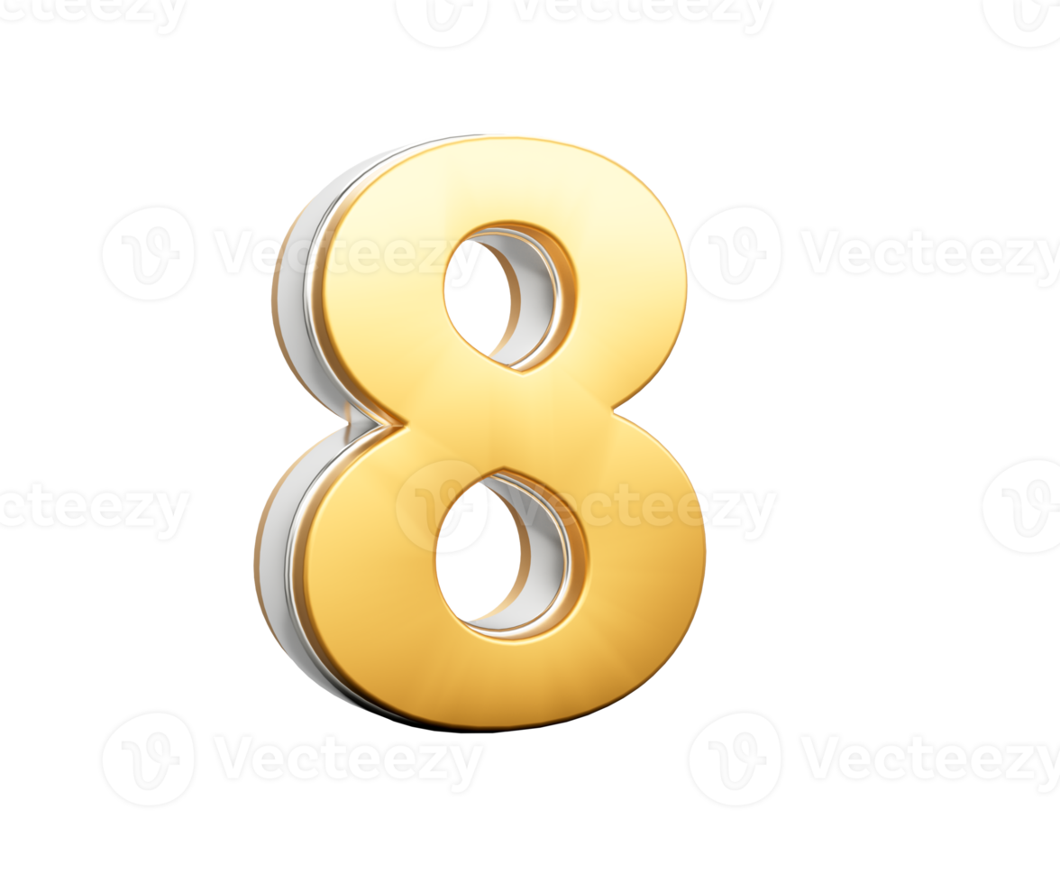 3d Golden Shiny 8 Eight Digit 3d Eight Number 3d Illustration png
