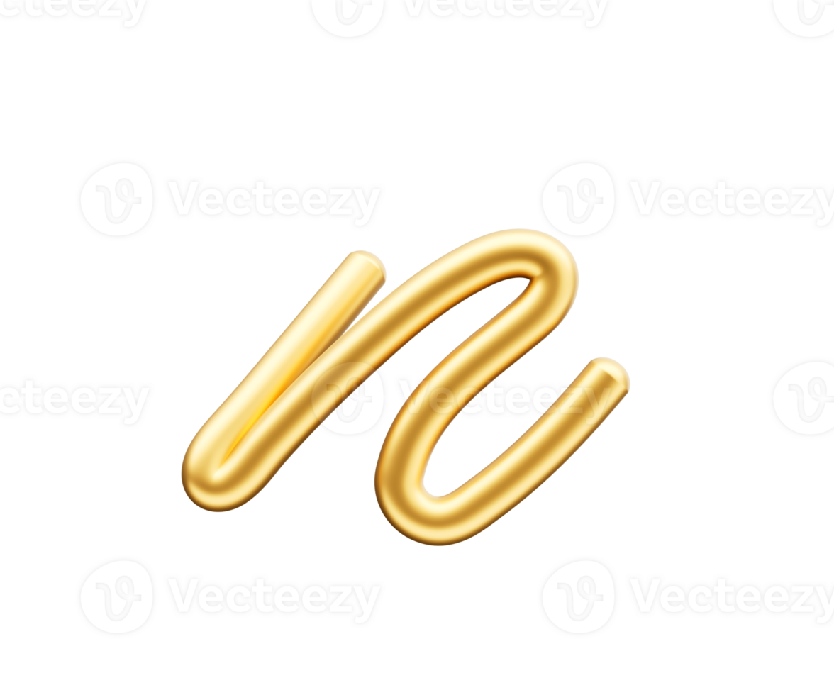 3d Golden Shiny Small Letter n Alphabet n Rounded Inflatable Font 3d Illustration png