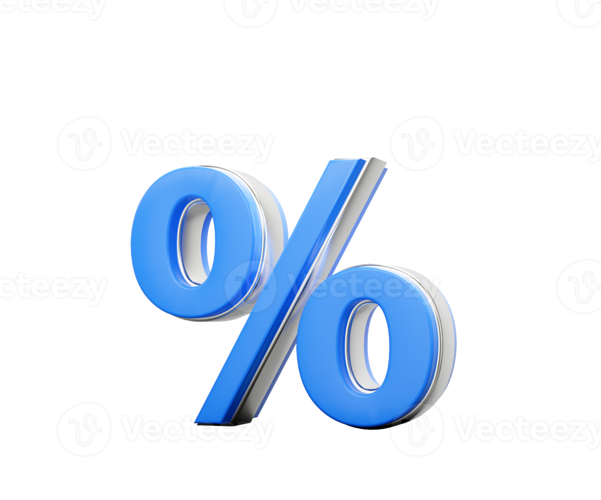 A Vibrant Blue Percentage Symbol With A Sleek Metallic Gleam 3D Illustration png