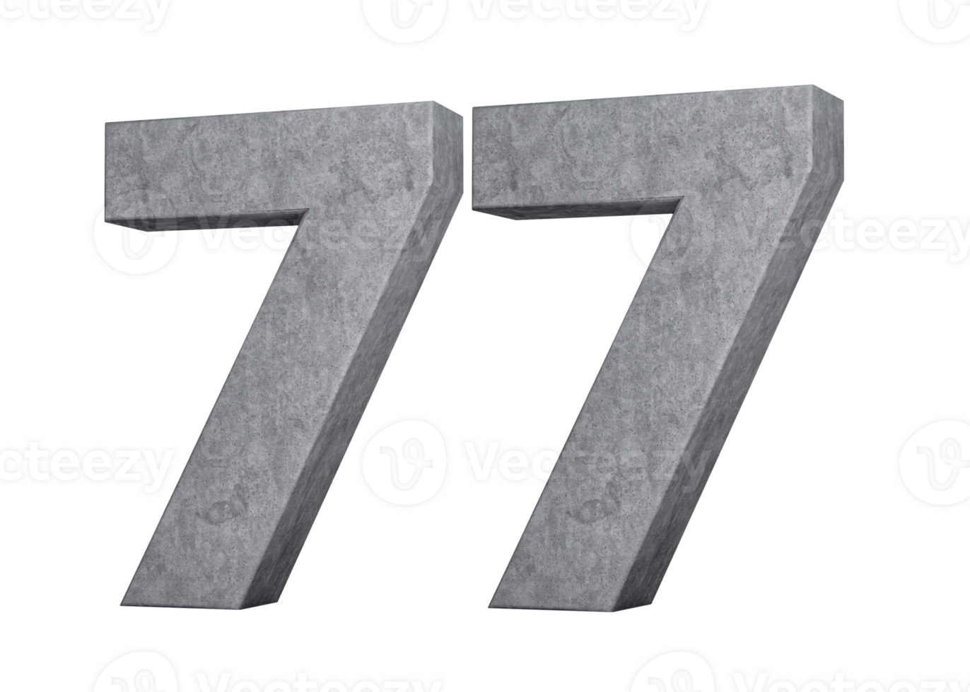 3d Concrete Number Seventy seven 77 Digit Made Of Grey Concrete Stone 3d Illustration png