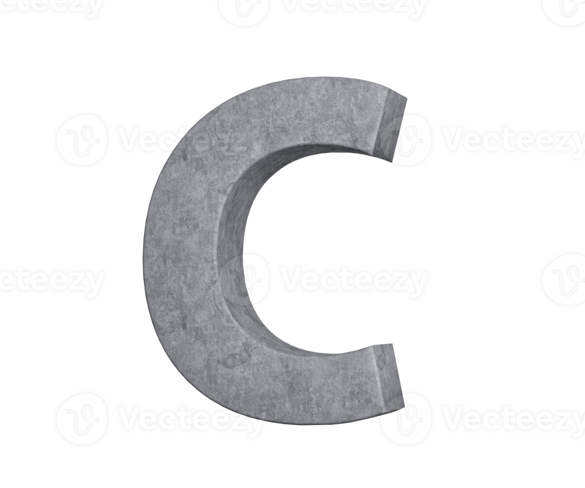 3d Concrete Capital Letter C Alphabet C Made Of Grey Concrete Stone 3d Illustration png