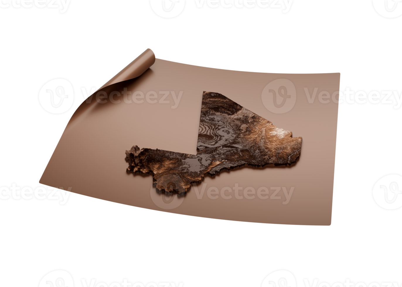 Map Of Mali Old Style Brown On Unrolled Map Paper Sheet 3d Illustration png