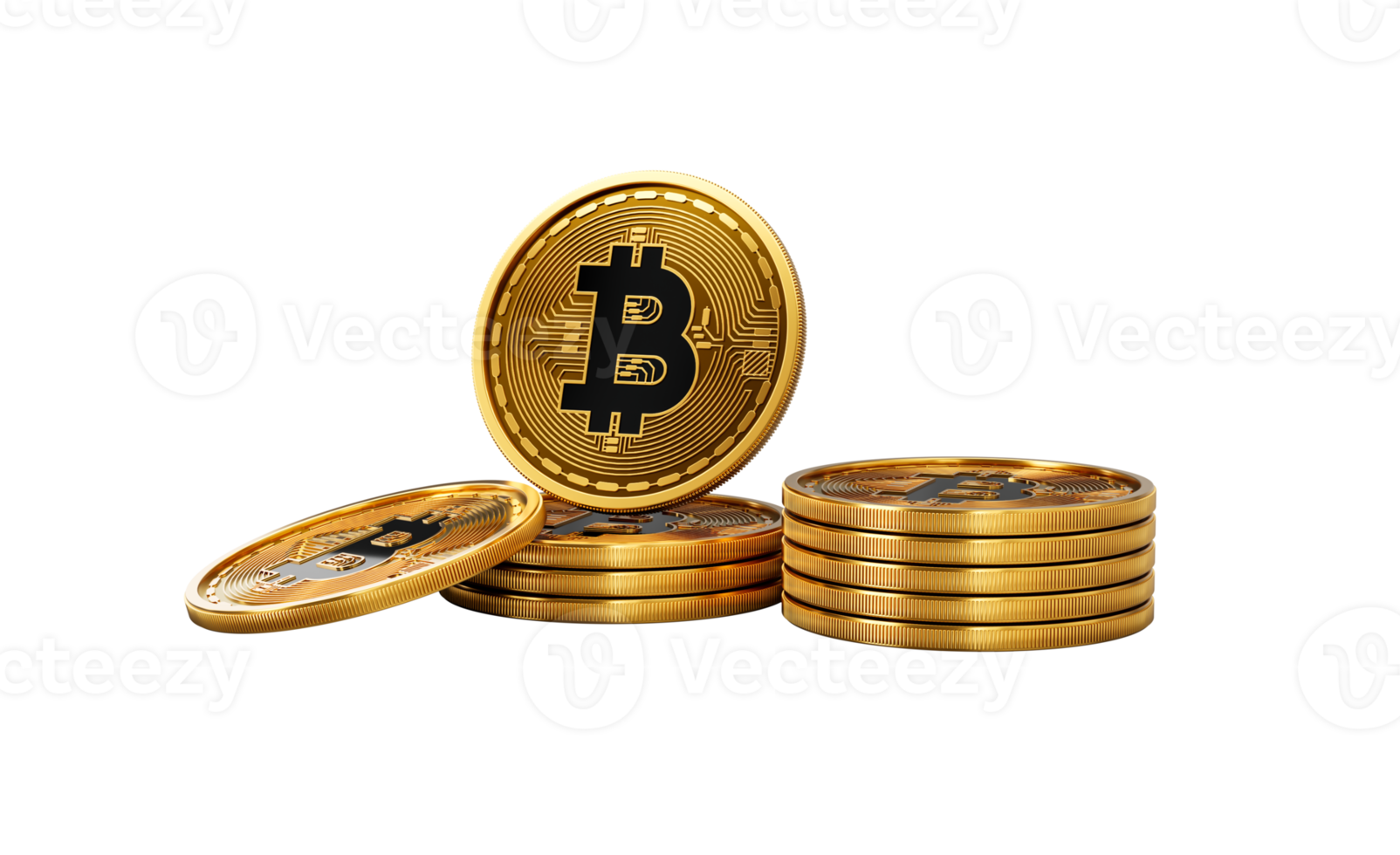 3d stack van gouden cryptogeld bitcoin glimmend afgeronde munten stack 3d illustratie png