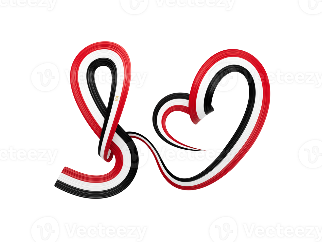 3d Flag Of Egypt Heart Shape Shiny Wavy Awareness Ribbon flag 3d illustration png