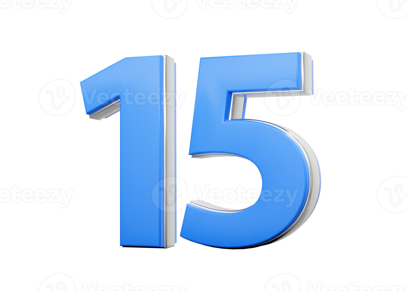 3D Number 15 Fifteen Made Up Of Blue Body With Silver Outline 3D 3D Number 15 Fifteen Made Up Of Blue Body With Silver Outline 3D