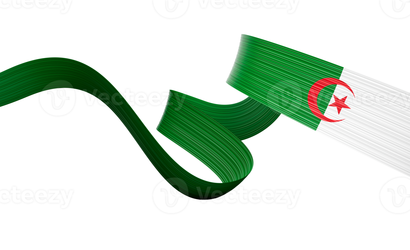 3d Flag Of Algeria 3d Wavy Shiny Algeria Ribbon 3d Illustration png