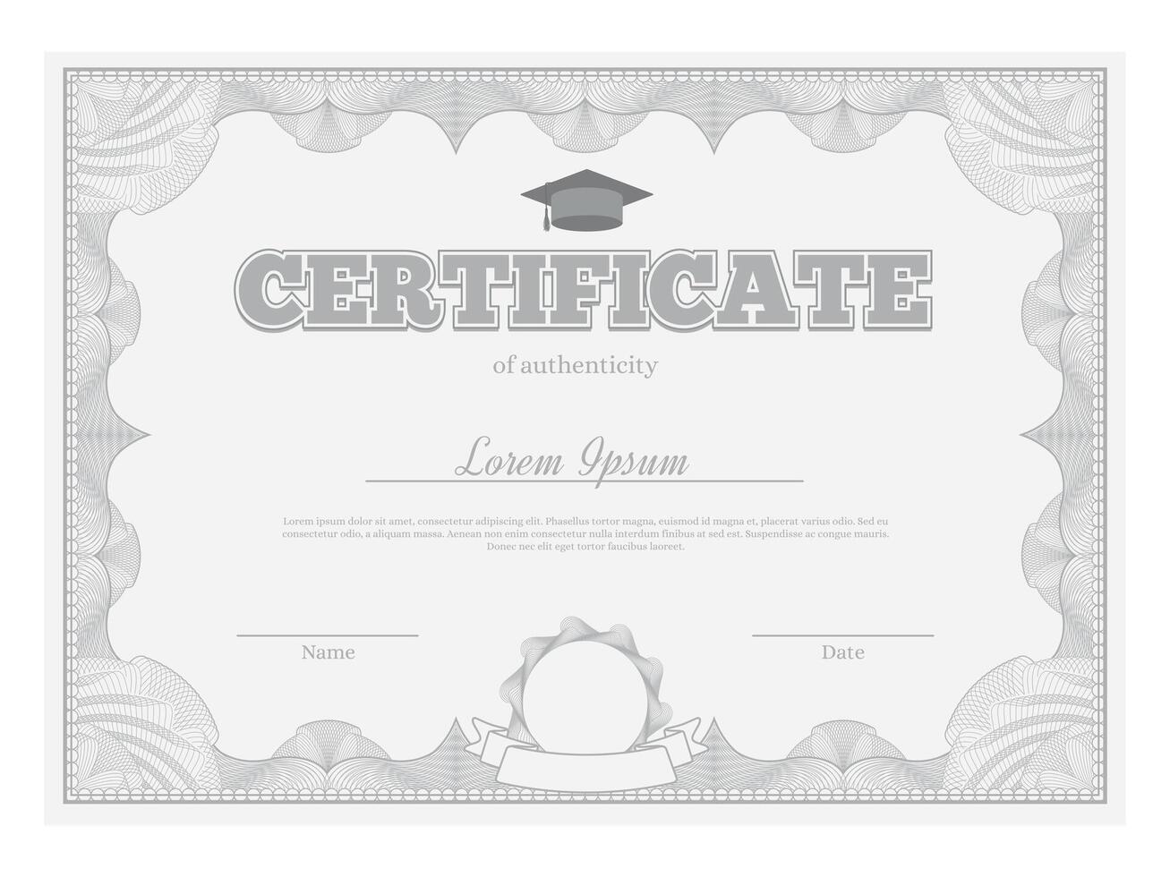 Certificate features a sophisticated geometric line pattern around its border and placeholders for name and date, suitable for various official purposes vector