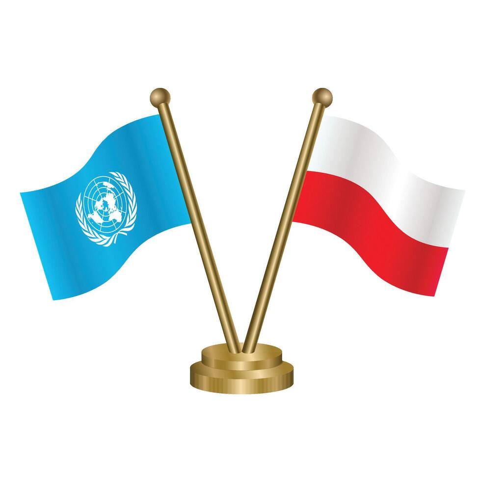 United Nations and Poland table flags. vector