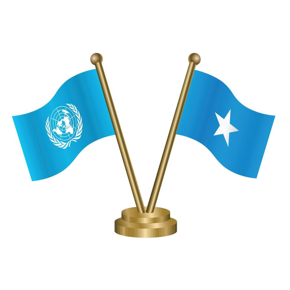 United Nations and Somalia table flags. vector