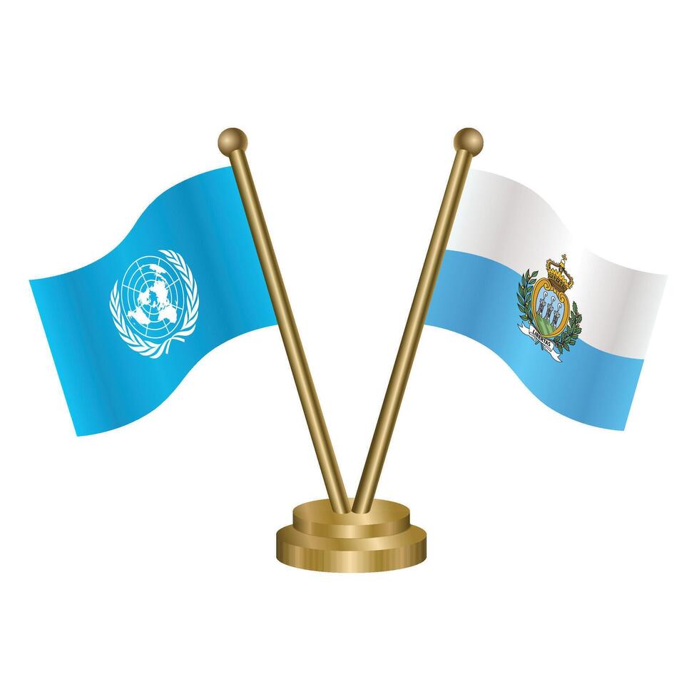 United Nations and San Marino table flags. vector