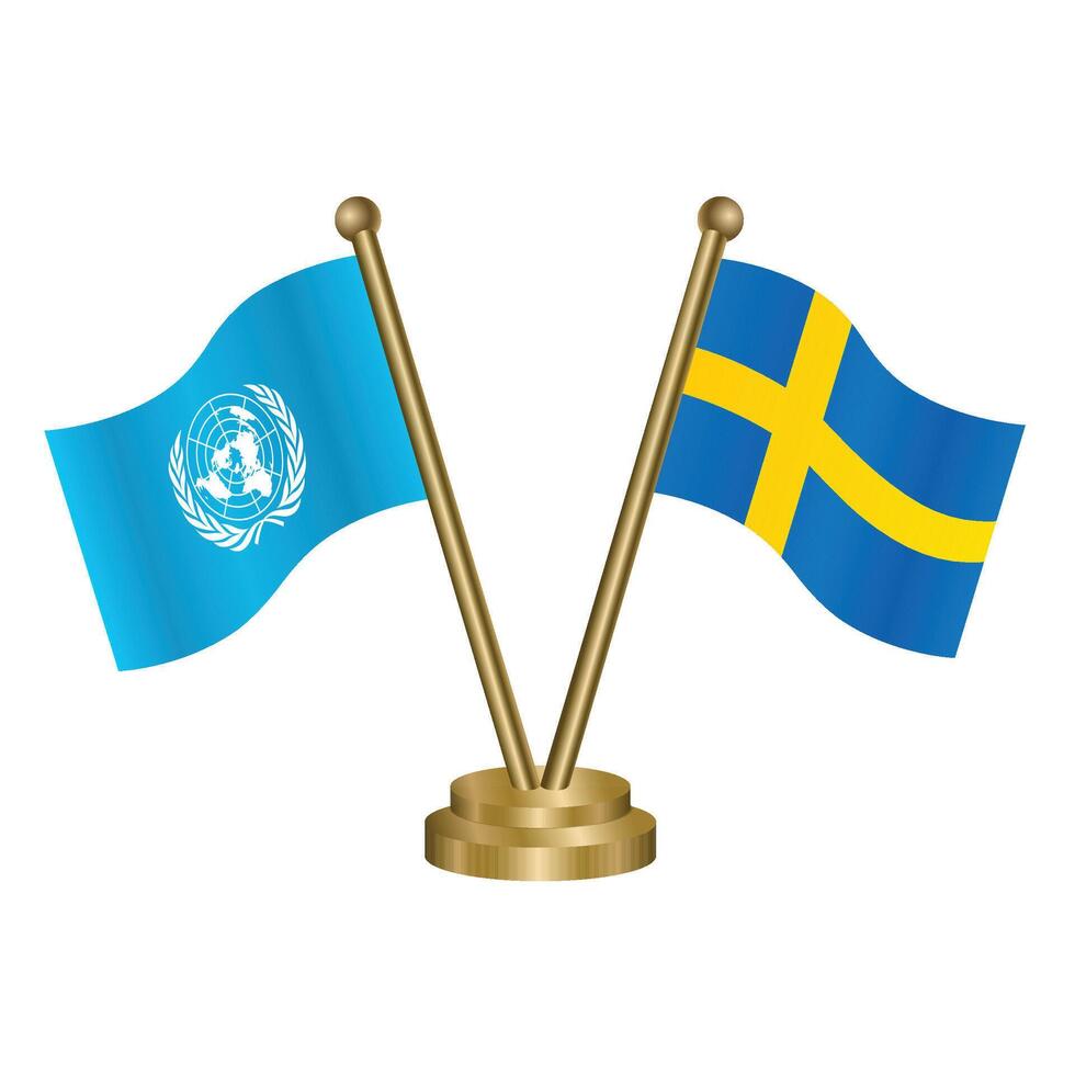 unido naciones y Suecia mesa banderas vector