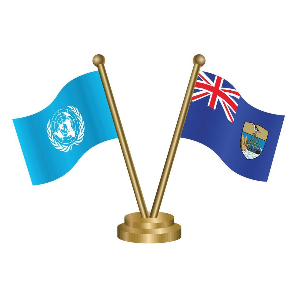 United Nations and ST. Helena table flag. Illustration vector