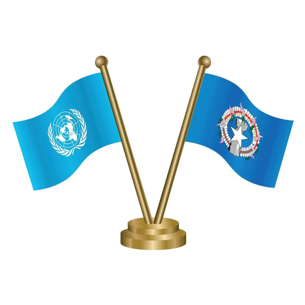 United Nations and Northern Marianas table flags. vector