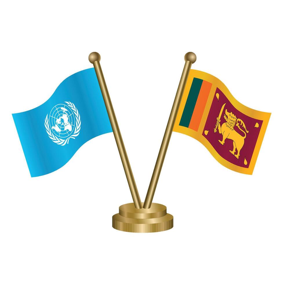 United Nations and Sri Lanka table flags. vector